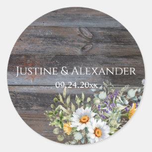 White Daisy Classic Round Sticker