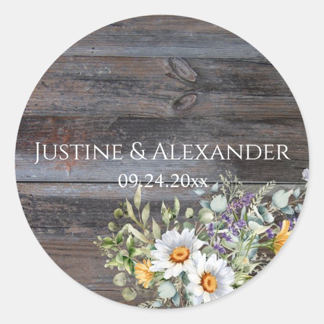 White Daisy Classic Round Sticker (Front)