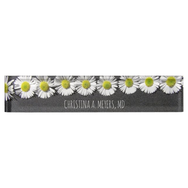 White Daisy Custom Nameplate (Front)
