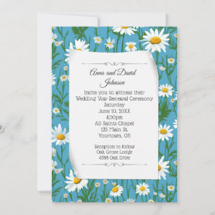 White Daisy Design for Vow Renewal Invitation