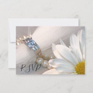 White Daisy Élégance Mariage RSVP Réponse