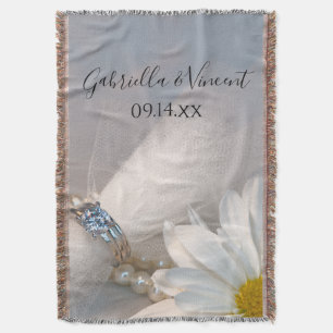 White Daisy Elegance Wedding Keepsake Throw Blanket