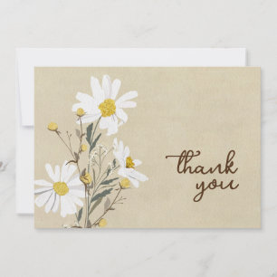 White Daisy Flat Thank You Card