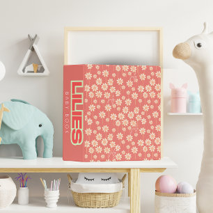 White Daisy Floral Pattern Custom Name Binder