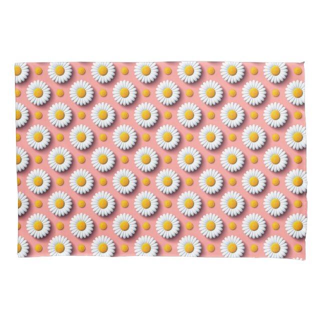 White Daisy Floral Pattern For Cozy Room Decor Pillowcase (Front)