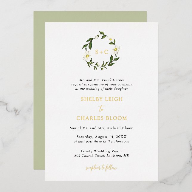White Daisy Floral Rustic Wedding (Front/Back)