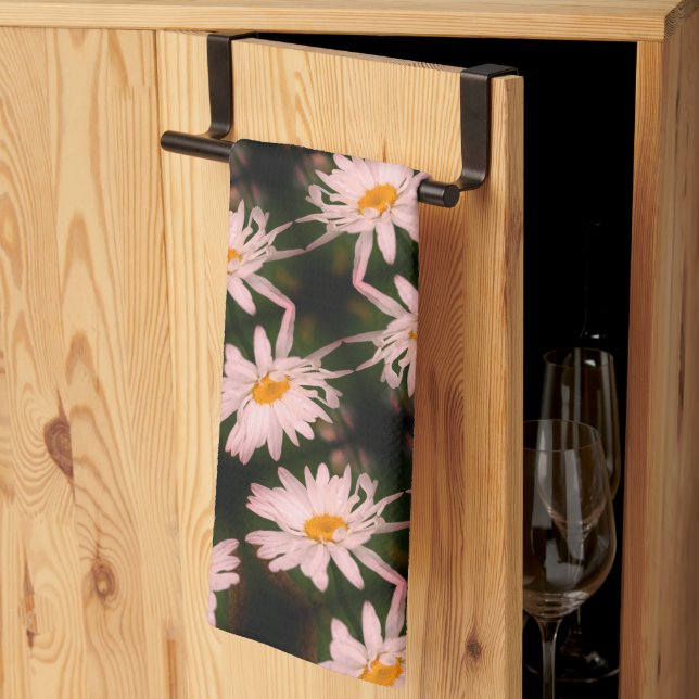 White Daisy Flower Abstract Pattern      Kitchen Towel (Thirds Fold)