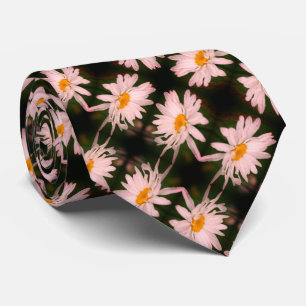White Daisy Flower Abstract Pattern       Tie