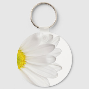 White Daisy Flower Background Customized Daisies Keychain