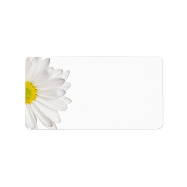 White Daisy Flower Background Customized Daisies Label (Front)
