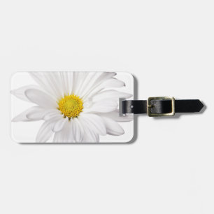 White Daisy Flower Background Customized Daisies Luggage Tag