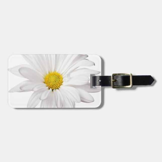 White Daisy Flower Background Customized Daisies Luggage Tag (Front Horizontal)