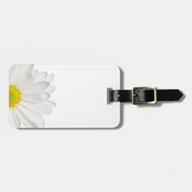 White Daisy Flower Background Customized Daisies Luggage Tag (Front Horizontal)