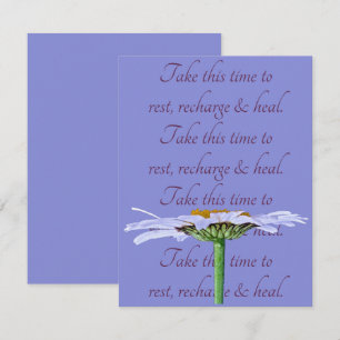 White Daisy Flower Blue Old Mauve Get-Well Card