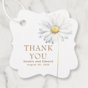 White Daisy Flower Boho Elegant Thank You Favour Tags