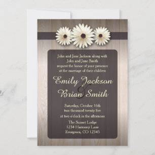 White daisy flower country wedding invitation
