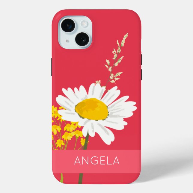 White Daisy Flower Custom Name  Case-Mate iPhone Case (Back)