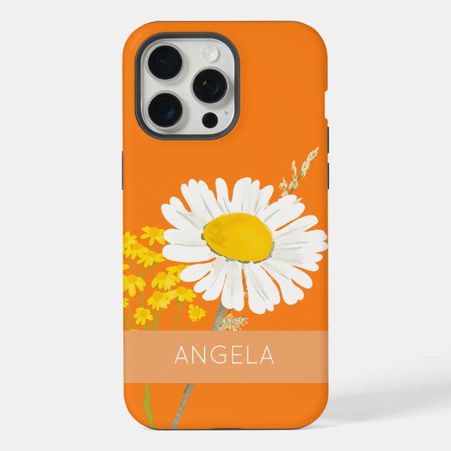 White Daisy Flower Custom Name  iPhone Case (Back)
