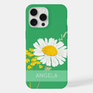 White Daisy Flower Custom Name iPhone 15 Pro Max Case