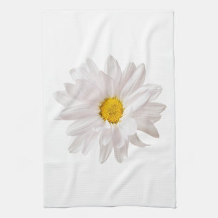 White Daisy Flower Design Floral Daisies Template Kitchen Towel