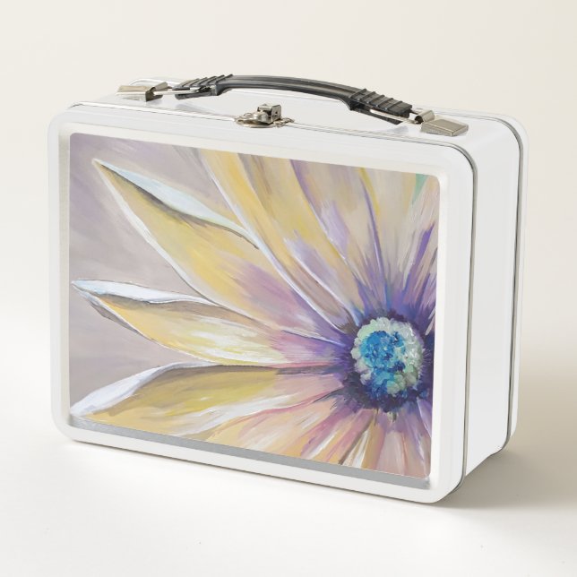 White Daisy & flower Fine Art Lunchbox by JPDenyer (Front)