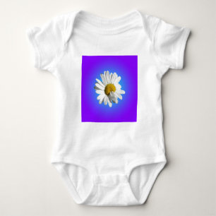White Daisy Flower Floral Purple Blue Gradient Baby Bodysuit
