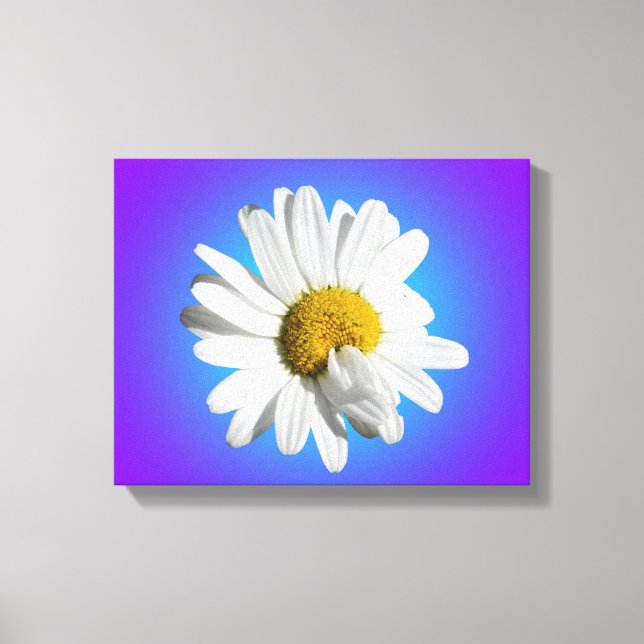 White Daisy Flower Floral Purple Blue Gradient Canvas Print (Front)