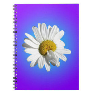 White Daisy Flower Floral Purple Blue Gradient Notebook