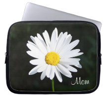 White Daisy Flower "Mom" Laptop Sleeve