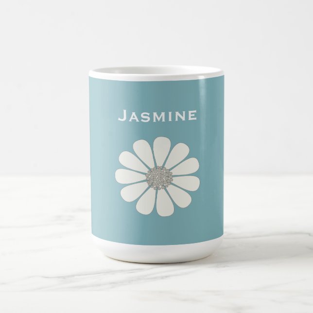 White daisy flower   personalize magic mug (Center)