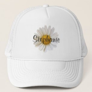 White Daisy Flower Personalized Floral Trucker Hat