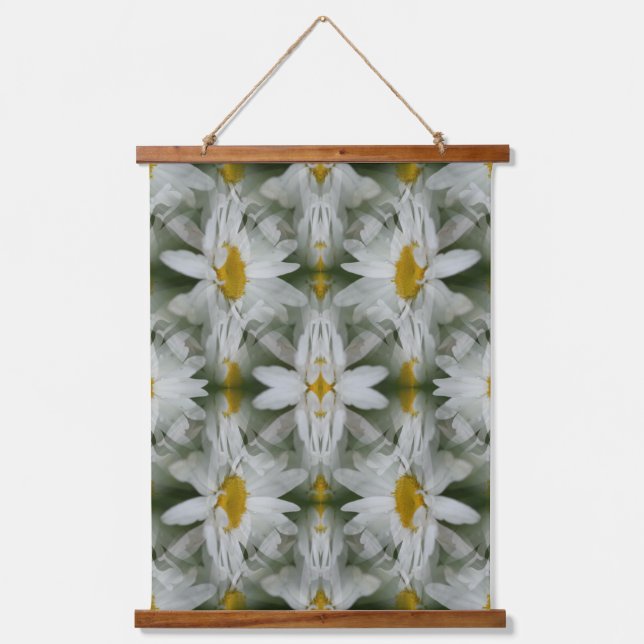 White Daisy Flower Petals Abstract           Hanging Tapestry (Front)