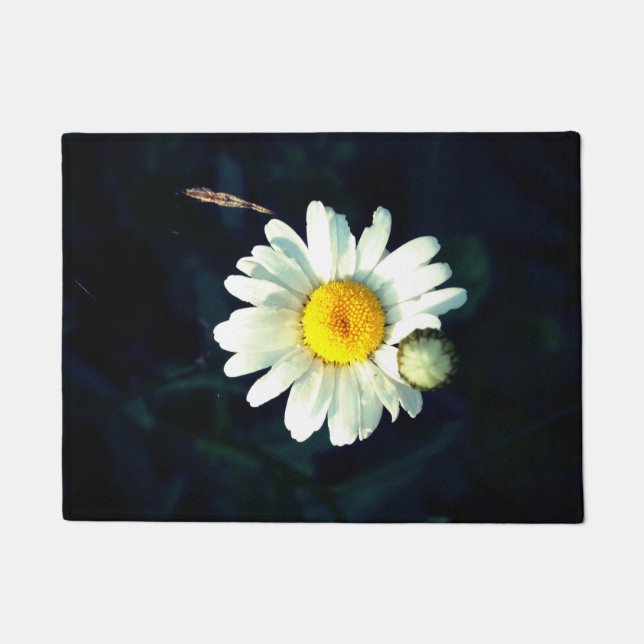 White Daisy Flower Photo  Door Mat (Front)