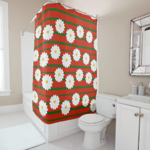 White Daisy Flower red Merry Christmas Holiday