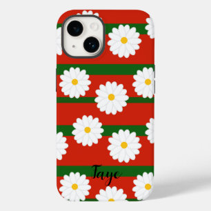 White Daisy Flower red Merry Christmas Holiday Case-Mate iPhone 14 Case
