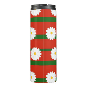 White Daisy Flower red Merry Christmas Holiday  Thermal Tumbler