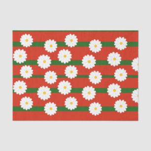 White Daisy Flower red Merry Christmas Holiday Tissue Paper