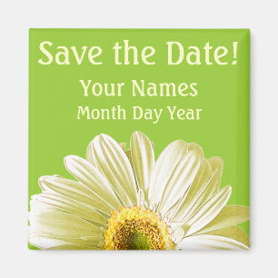 White Daisy Flower Save The Date Custom Magnet