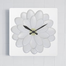 White Daisy Flower Square Wall Clock