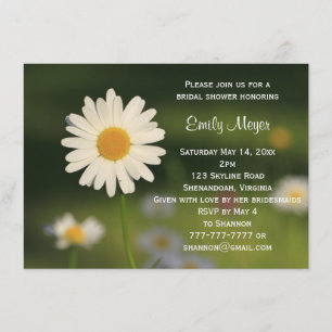 White Daisy Flower Wedding Bridal Shower Invitation