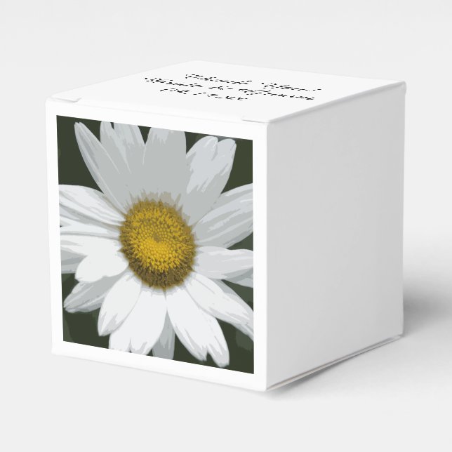 White Daisy Flower Wedding Favor Box (Front Side)