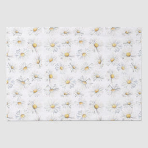White Daisy Flowers Botanical Boho Pattern Tissue Paper