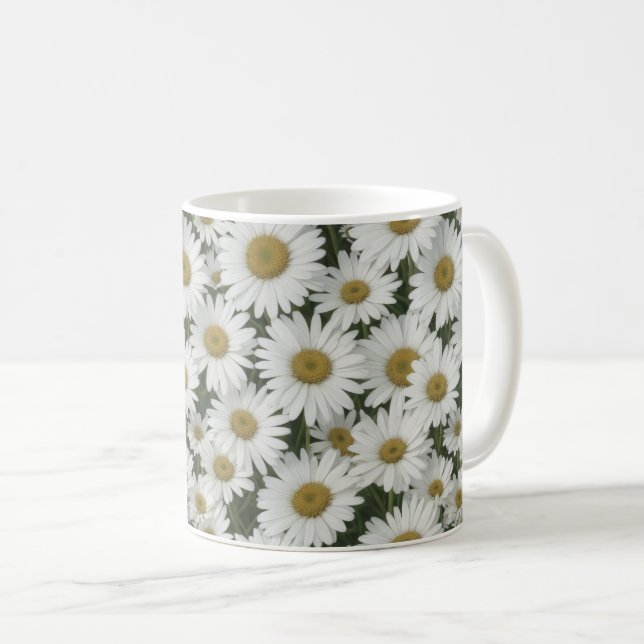 White Daisy Flowers Coffee Mug (Front Right)