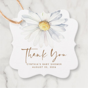 White Daisy Flowers Cute Elegant Boho Thank You Favour Tags
