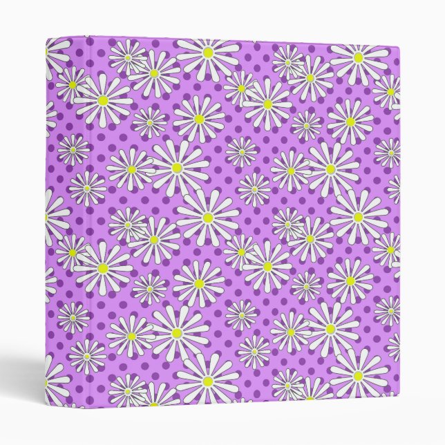 White daisy flowers on a polka dot background  binder (Front/Spine)