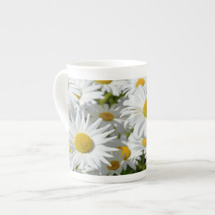 White daisy flowers print bone china mug