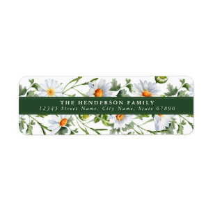 White Daisy Flowers Return Address Labels