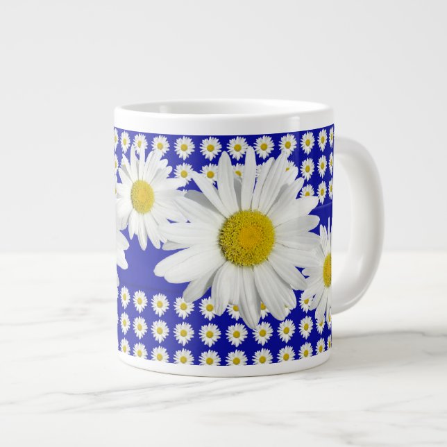 White Daisy Garden Large Coffee Mug (Front Right)