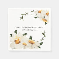 White Daisy Greenery Personalized Modern Wedding