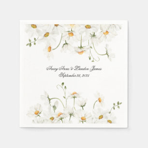 White Daisy Greenery Personalized Pretty Napkin